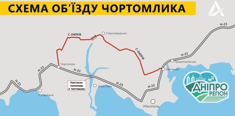 Новини Дніпра.На Дніпропетровщині припиняють рух понтонним мостом: місяць в об’їзд