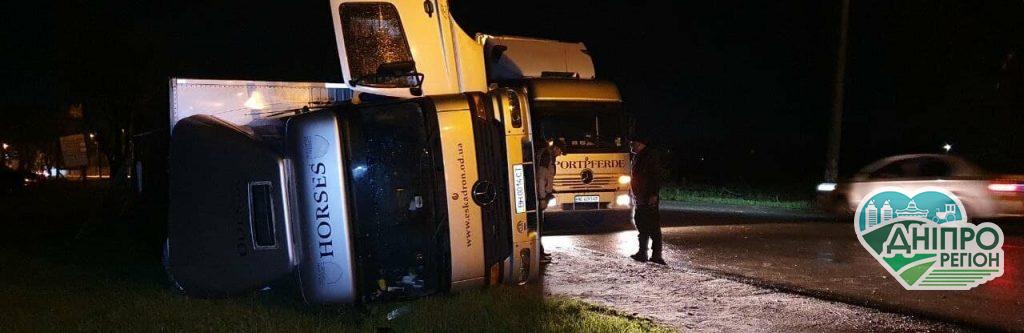 На Дніпропетровщині перекинулась фура з кіньми (ФОТО) На Дніпропетровщині перекинулась фура з кіньми (ФОТО)