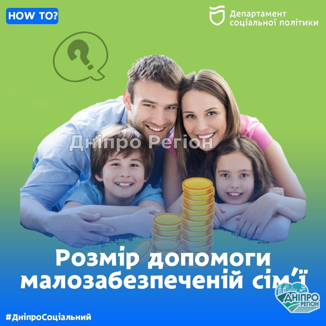 Як визначити розмір матеріальної допомоги для малозабезпеченої сім'ї в Дніпрі