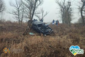 Машина злетіла в кювет: на Дніпропетровщині водій не впорався з керуванням (Фото)