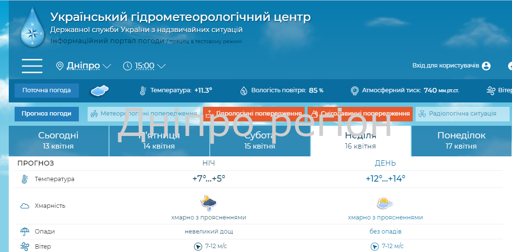 Погода на Великдень 16 квітня - Дніпро Регіон