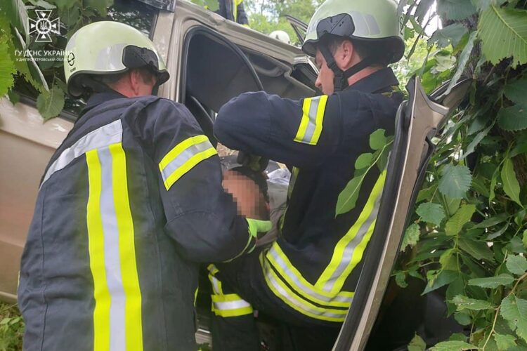ДТП на Дніпропетровщині: авто вилетіло в кювет та зіткнулось з деревом
