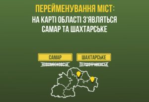 Самар та Шахтарське. На Дніпропетровщині перейменували два міста
