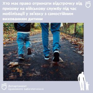 Хто має право отримати відстрочку від призову на військову службу під час мобілізації у зв’язку з самостійним вихованням дитини