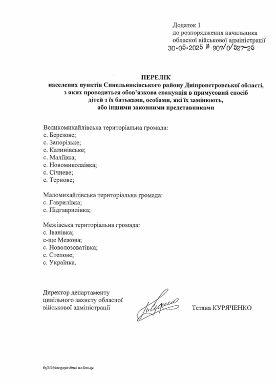 На Дніпропетровщині розпочалась примусова евакуація з прифронтових громад: список 