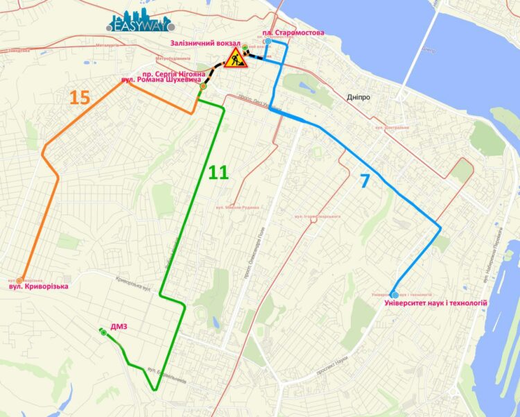 Плануйте маршрут заздалегідь. У Дніпрі сьогодні змінять рух популярні трамваї
