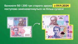 Нацбанк виводить з обігу банкноти номіналом 50 і 200 гривень