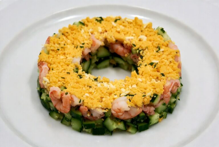 Салат «Нептун» з креветками та кроповим кремом: ефектна подача за 20 хвилин