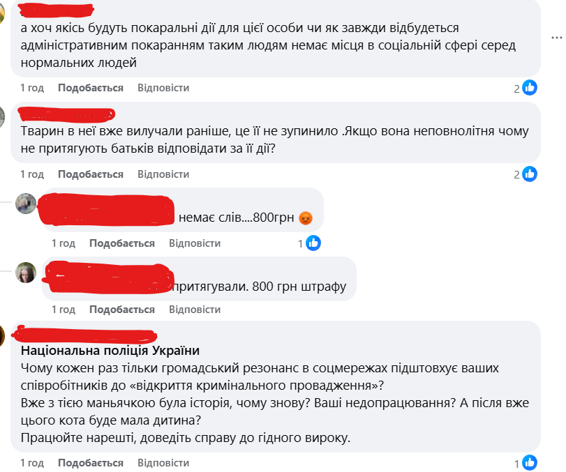 обурені коментарі людей у соцмережах кримінальна справа поліція