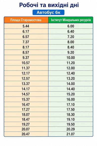 Розклад автобусів №6К та №9К у Дніпрі з 18 липня 